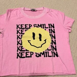 Kids Pink Smiley Face Tee